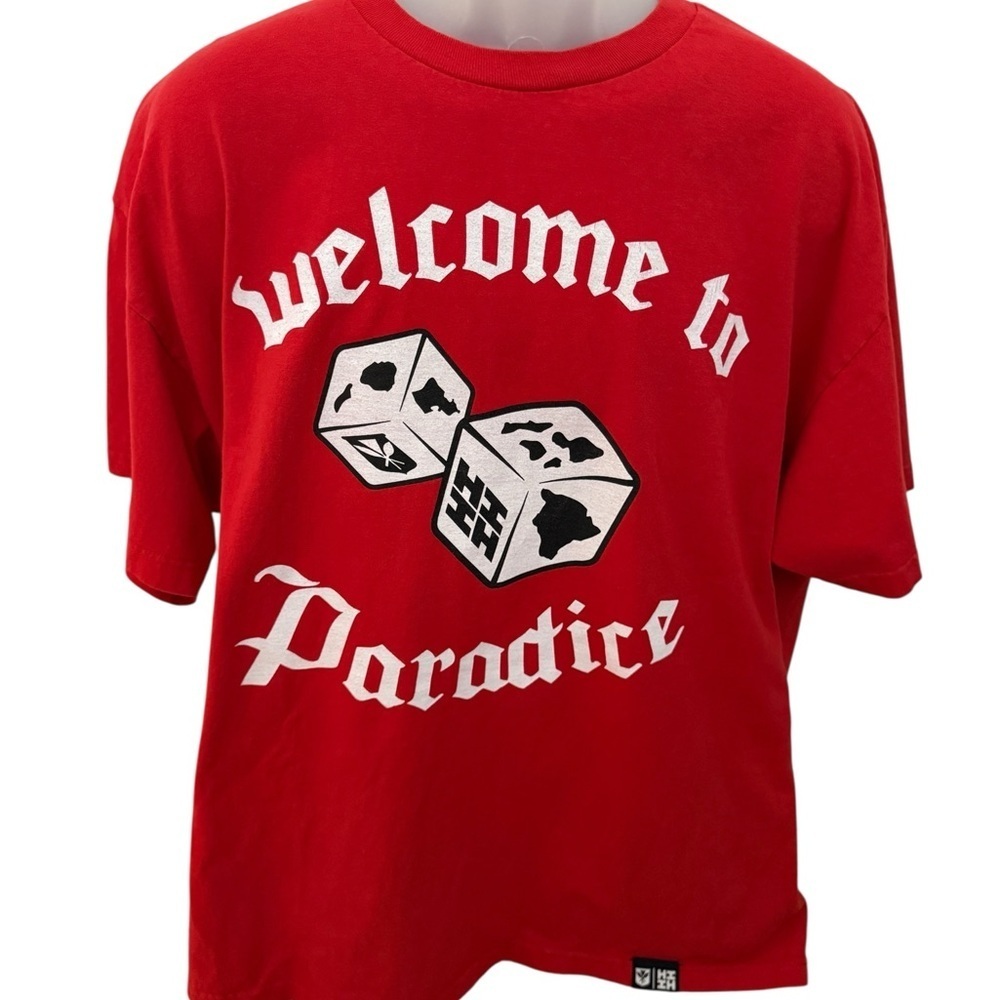 HAWAII’S FINEST Iulailine 2019 Aloha Hawaiian “Paradice” Tee Shirt Men 2XL XXL